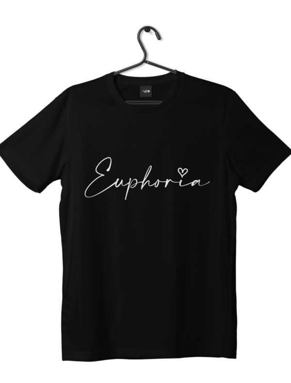 A black color BTS t-shirt with Euphoria written on it