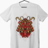 Samurai face illustration on white t-shirt by custom t house