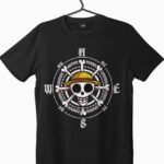 One piece logo printed black t-shirt