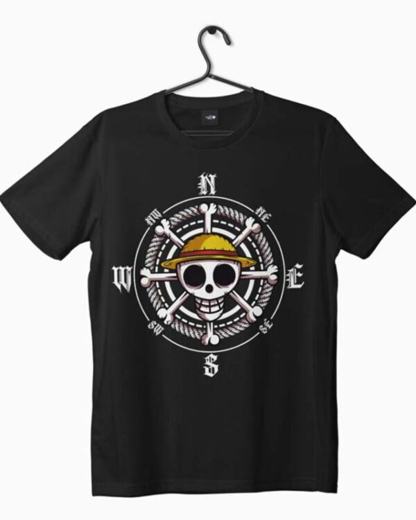 One piece logo printed black t-shirt