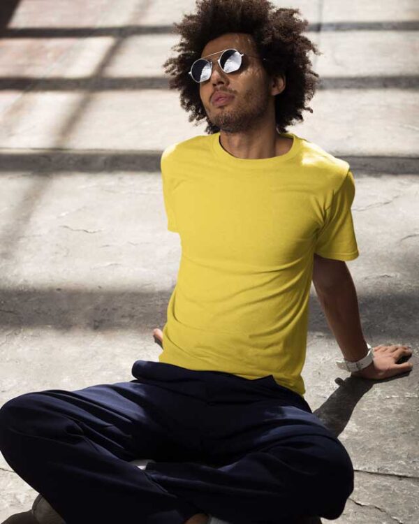 premium yellow plain t-shirt