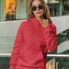 Red woman's Pullover fleece Hoodie